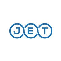 Jet-Brief-Logo-Design auf weißem Hintergrund. Jet kreative Initialen schreiben Logo-Konzept. Jet-Buchstaben-Design. vektor