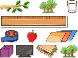 Aufkleberset mit gemischten täglichen Objekten vektor