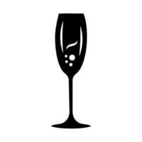 vin glyf ikon. tulpan vinglas. champagne. alkoholdryck. festcocktail. söt aperitifdrink. serviser, glasvaror. siluett symbol. negativt utrymme. vektor isolerade illustration