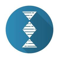 Rautenförmige DNA-Helix blau flaches Design lange Schatten-Glyphe-Symbol. Desoxyribonukleinsäure, Nukleinsäure. spiralförmiger Strang. Chromosom. Molekularbiologie. genetischer Code. Vektor-Silhouette-Illustration vektor
