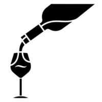 Symbol für Weinservice-Glyphe. alkoholgetränk in glas gießen. bar, restaurant aperitif getränkeflasche. Barmann, Sommelier, Weingut. Silhouettensymbol. negativer Raum. vektor isolierte illustration