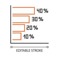 lineares Symbol für horizontales Histogramm. Diagramm steigender Zinsen. zunehmende Diagrammbalken. Geschäftsstrategie. dünne Liniendarstellung. Kontursymbol. Vektor isoliert Umrisszeichnung. editierbarer Strich