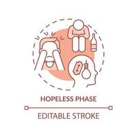 Symbol für das Terrakotta-Konzept der hoffnungslosen Phase. Mentale Kondition. zwanghaftes spielproblem abstrakte idee dünne linie illustration. isolierte Umrisszeichnung. editierbarer Strich. Arial, unzählige pro-fette Schriftarten verwendet vektor