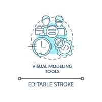 visuelle Modellierungswerkzeuge türkisfarbenes Konzeptsymbol. kein Programmierer erforderlich. web 3 0 abstrakte idee dünne linie illustration. isolierte Umrisszeichnung. editierbarer Strich. Arial, unzählige pro-fette Schriftarten verwendet vektor