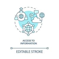 Zugang zu Informationen türkisfarbenes Konzeptsymbol. vorteile von energiedienstleistungen abstrakte idee dünne linie illustration. isolierte Umrisszeichnung. editierbarer Strich. Roboto-Medium, unzählige pro-fette Schriftarten verwendet vektor