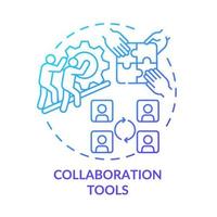 Collaboration-Tools blaues Farbverlauf-Konzept-Symbol. produktive teamwork-funktionalität abstrakte idee dünne linienillustration. isolierte Umrisszeichnung. Roboto-Medium, unzählige pro-fette Schriftarten verwendet vektor