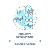 Symbol für das türkisfarbene Konzept der kognitiven Entwicklung. codierung bildung abstrakte idee dünne linie illustration. isolierte Umrisszeichnung. editierbarer Strich. Roboto-Medium, unzählige pro-fette Schriftarten verwendet vektor