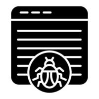 Symbol für Website-Bug-Glyphe vektor