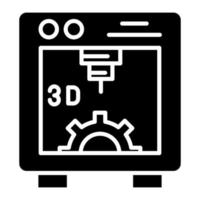3D-Drucker-Glyphe-Symbol vektor