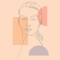 abstrakt estetiska kvinnor ansikte illustration pastell kontur ritning vektor