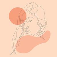 abstrakt estetiska kvinnor ansikte illustration pastell kontur ritning vektor