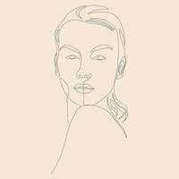 eine linie kunst moderne handgezeichnete frauen potrait gesichtsillustration vektor