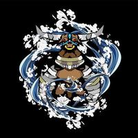 djurillustration design för sukajan är elak japansk traditionell tyg eller t-shirt med digitala handritade broderier män t-shirts sommar avslappnad kortärmad hiphop t-shirt streetwear vektor