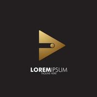 Goldenes Play-Logo-Symbol für Musik- und Media-Player-Unternehmen, Vektor
