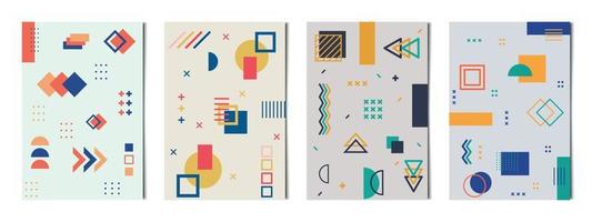 Satz von 4 Stück abstrakten geometrischen Formen bunte Hintergründe, Vorlagen für Werbung, Visitenkarten, Texturen - Vektor