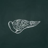 Stück italienische Pizza dünne weiße Linien auf strukturiertem dunklem Hintergrund - Vektor
