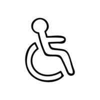 tunn linje ikon av funktionshinder symbol på vit bakgrund - vektor