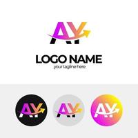 logotyp för företag, logotyp för bokstaven a och y, ay-logotypdesign för företag, pil, design av företagslogotyp, skala upp, öka verksamheten vektor