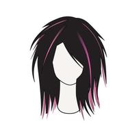 siluett av en kvinnlig frisyr med flerfärgade hårsvallar vektor