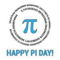 glad pi-dag fira pi-dagen. matematisk konstant. 14 mars. förhållandet mellan en cirkels omkrets och dess diameter. konstant tal pi. vektor illustration