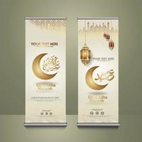 roll up banner för eid al adha mubarak evenemang. vektor illustration