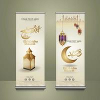 roll up banner för eid al adha mubarak evenemang. vektor illustration