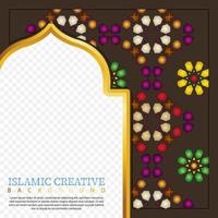 islamische Design-Grußkarten-Hintergrundschablone mit dekorativen bunten Details der islamischen Kunst verziert Blumenmosaik-Vektorillustration vektor