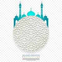 islamische Design-Grußkarten-Hintergrundschablone mit dekorativen bunten Details der islamischen Kunst verziert Blumenmosaik-Vektorillustration vektor