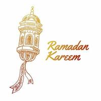 ramadan kareem mit handgezeichnetem stil der laterne vektor