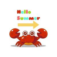 süße rote Krabbe, die den Sommer feiert vektor
