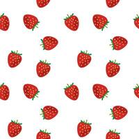 Erdbeere nahtloser Hintergrundvektor auf weißem Hintergrund vektor