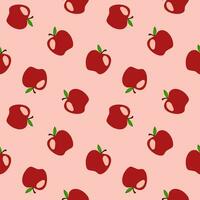 sömlös bakgrund vektor röda äpplen på rosa bakgrund.