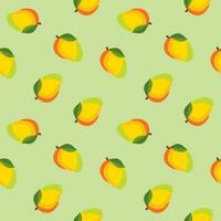 Mango-Vektor nahtloser Hintergrund auf hellgrünem Hintergrund