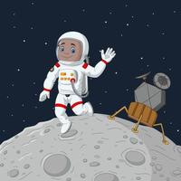 Cartoon Junge Astronaut winkt mit der Hand vektor