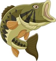 Cartoon Bass Fisch isoliert auf weißem Hintergrund