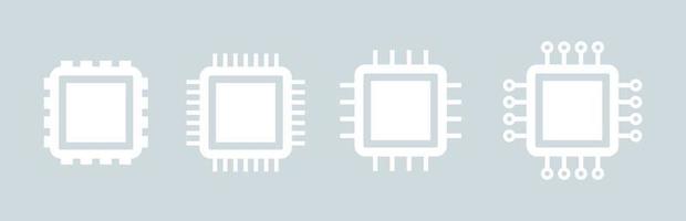 Chips-Symbol in weißer Farbe gesetzt. Vektorsymbol für elektronischen Chip isoliert. vektor