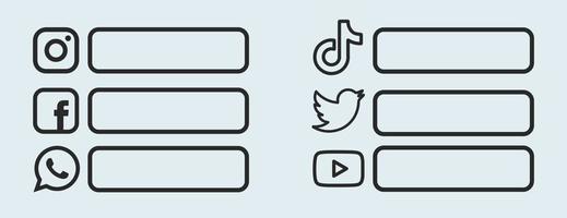 enkla sociala medier nätverk nedre tredje ikon vektor mall. svart symbol för sociala medier.