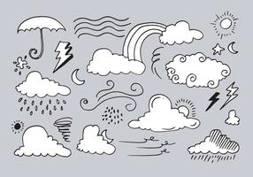 Wetter-Doodle-Vektor-Set-Illustration mit handgezeichneter Linie Kunst-Stil-Vektor