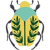 Käfer mit Blumen. botanisches Design des dekorativen Käfers. Insekten für Poster und Karten. helle lebendige Farben. hand gezeichnete insektensymbolikone vektor