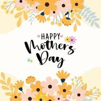 flaches Design der Grußkarte der glücklichen Mutter Tages mit Blumen vektor