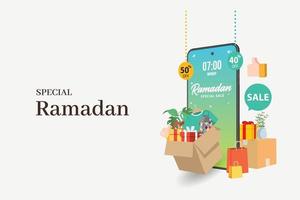 spezielles ramadan-verkaufsfahnenset, rabatt und bestes angebotsetikett, etikett oder aufkleberset anlässlich von ramadan kareem und eid mubarak, vektorillustration vektor