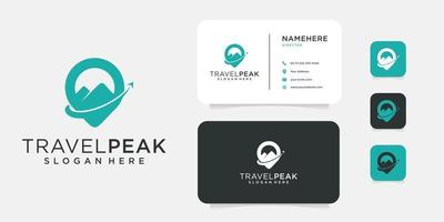 Mountain Home-Logo-Design-Ikone mit Visitenkartenvorlage. Logo kann für Reisen, Wandern, Urlaub und Unternehmen verwendet werden vektor