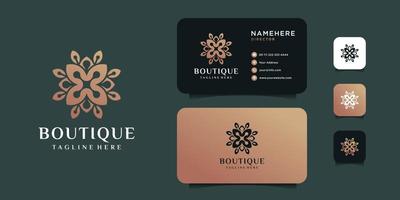 Boutique-Schönheitsblumen-Logo und Visitenkarten-Vektor-Design-Vorlage vektor