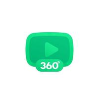360-Grad-Videoplayer-Vektorsymbol, grün auf weiß