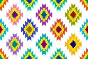 ikat geometrisk abstrakt etnisk mönsterdesign. Aztec tyg matta mandala prydnad etnisk chevron textil dekoration tapeter. tribal boho infödda etniska traditionella broderi vektor bakgrund