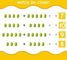 Match nach Anzahl der Cartoon-Jackfruits. Match-and-Count-Spiel. Lernspiel für Kinder und Kleinkinder im Vorschulalter vektor