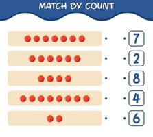 Abgleich nach Zählung des Cartoon-Apfels. Match-and-Count-Spiel. Lernspiel für Kinder und Kleinkinder im Vorschulalter vektor