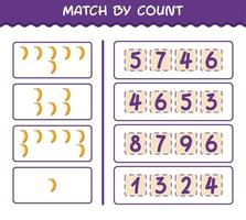 Übereinstimmung durch Zählung der Cartoon-Banane. Match-and-Count-Spiel. Lernspiel für Kinder und Kleinkinder im Vorschulalter vektor