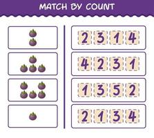 match efter antal av tecknad mangostan. match och räkna spel. pedagogiskt spel för barn och småbarn i förskoleåldern vektor
