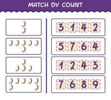 match efter antal av tecknad tamarind. match och räkna spel. pedagogiskt spel för barn och småbarn i förskoleåldern vektor